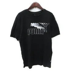 プーマ PUMA Tシャツ カットソー 半袖 M 黒 ブラック /YI