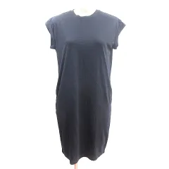 ビス ViS ワンピース ひざ丈 クルーネック フレンチスリーブ M チャコールグレー /AU