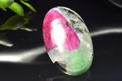 【１点物】高品質◇ ルビーインゾイサイト　30x20mm　オーバル ルース パワーストーン 天然石 _PC7461