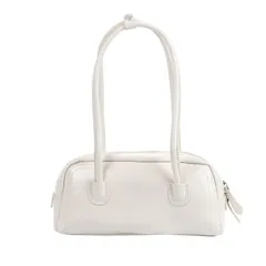 [ハルジオ] ミニボストンバッグ レディース 横長バッグ ミニ ボストン トート バック トートバッグ ハンドバッグ 小さめ 横長 肩掛け 横長ボストン 幅広 トレンド レザー調 かばん 鞄 おしゃれ かわいい シンプル 無地 人気 (ホワイト) [ホワイト]