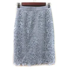 アプワイザーリッシェ Apuweiser-riche タイトスカート ミモレ ロング 総レース 1 S 水色 /YI