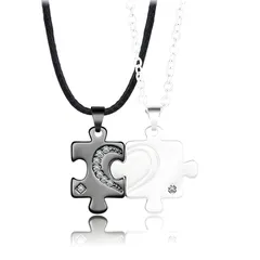 [ハルジオ] ペアネックレス 2点セット ネックレス ペア レディース メンズ カップル お揃い くっつく アクセサリー ジュエリー 細め 人気 チェーン 細い シルバー ゴールド ブラック おしゃれ お洒落 大人向け 普段使い 大人 プレゼント (B [B]