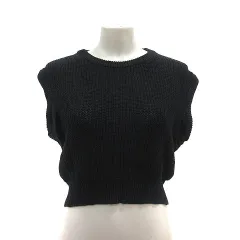 フリークスストア FREAKS STORE ニット セーター 麻 リネン バックリボン フレンチスリーブ F 黒 ブラック /MS