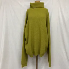 アンティカ ユニセックス 畦編みニットプルオーバー ハイネック タートルネック ウォッシャブルニット 手洗い可 オーバーサイズ マスタード MLサイズ FREE相当