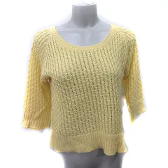 N.Natural Beauty Basic N.ナチュラルビューティーベーシック ニット カットソー 七分袖 麻 リネン M 黄色 イエロー /YI