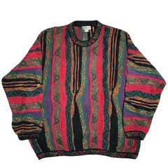 ヴィンテージ 3D ニット セーター ツンドラ マルチカラー 総柄 メンズ 古着 長袖 秋 冬