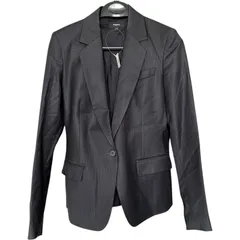 Z1623 セオリー theory テーラードジャケット グレー レディース 0 長袖 ストライプ スーツ ビジネス 一つボタン ダークグレー