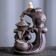 [HARGIO] 倒流香 お香立て おしゃれ 逆流香炉 逆流香 流川香 お香たて 陶器 香炉 インセンスホルダー インテリア 可愛い 開運 風水 リラックス 癒し (C.象) [C.象]