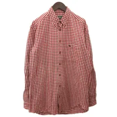 エディーバウアー EDDIE BAUER ボタンダウンシャツ 長袖 チェック コットン 赤 レッド TALL M ■ECT