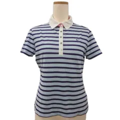 ナイキゴルフ NIKE GOLF ドライフィット ポロシャツ 半袖 ボーダー ブルー パープル系 L ■ECT