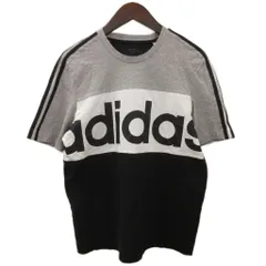 アディダス adidas M ESSENTIALS CB Tシャツ FP8656 半袖 ロゴ グレー 白 ブラック系 L ■ECT