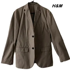 【H&M/エイチアンドエム】メンズジャケット テーラードジャケット カジュアルジャケット スリムフィット 2つボタン ストレッチ アースカラー ダークベージュ系（中古）