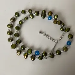 淡水本真珠★天然石★スワロスキー★パールネックレス★ハンドメイド★ファッション★デザイン★ネックレス