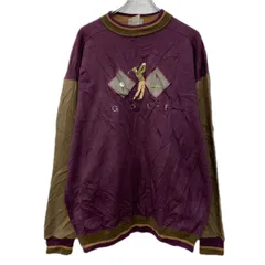 SIGNET PORTSWEAR ロゴスウェット トレーナー XLARGE パープル グリーン プルオーバー エルボーパッチ ゴルフ 刺繍ロゴ 秋物 a711-6126