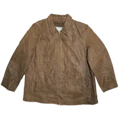 ウィルソンズレザー ブラウン スエードレザージャケット フロントジッパー ヴィンテージ風 メンズ 古着 長袖