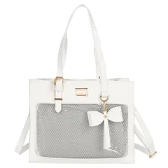 [ハルジオ] 痛バッグ トート 痛バ ショルダー 推し活バッグ トートバッグ ショルダーバッグ ハンドバッグ 2WAY 痛バック 可愛い 高級 いたばっく いたば 推し活 グッズ ぬいぐるみ 鞄 リボン 黒 白 ピンク 水色 人気 おしゃれ かわいい (ホワ 