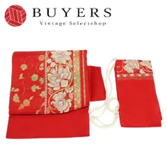 【中古】 その他帯 文化帯 合成繊維 レッド 造り帯 お太鼓 枕付き 和装 呉服 和服 きもの レディース 女性