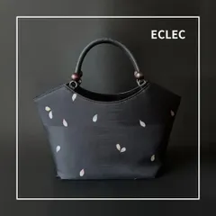 染め生地×ブラックサテン　和装バック　ハンドバッグ