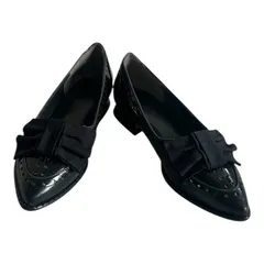 Z1607GINZA Kanematsu 銀座かねまつ パンプス リボン ブラック レディース 21 1/2サイズ