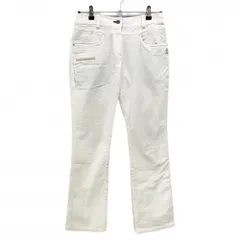 マンシングウェア コーデュロイパンツ 白 ロゴ刺しゅう レディース 9 ゴルフウェア Munsingwear