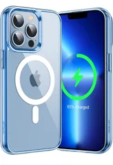 JETech iPhone 13 Pro マグネット ケース(6.1インチ用) MagSafe ワイヤレス充電対応 衝撃吸収 バンパーカバー 傷つけ防止 透明バック (シエラブルー)