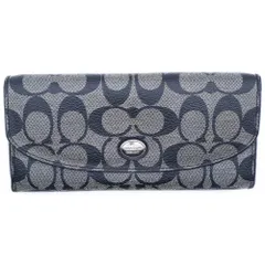 COACH (コーチ) シグネチャーロゴ キャンバス 長財布 ロングウォレット グレー/ブラック