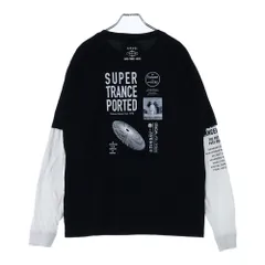DIESEL (ディーゼル) レイヤード加工 両面プリント 長袖Tシャツ カットソー ブラック/ホワイト