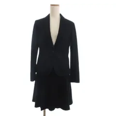 アンタイトル UNTITLED セットアップ テーラード ジャケット シングル 1B スカート ひざ丈 ウール 黒 ブラック 2