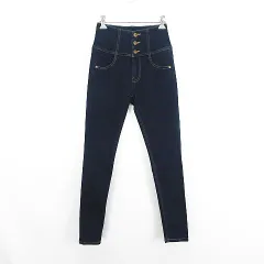 ヘザー Heather iSKO デニム ジーンズ ボトムス スキニー ハイウエスト ストレッチ S インディゴ ※EKM