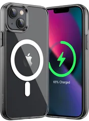 JETech iPhone 13 mini マグネット ケース(5.4インチ用) MagSafe ワイヤレス充電対応 衝撃吸収 バンパーカバー 傷つけ防止 透明バック (ブラック)