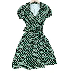 RE333 DIANE von FURSTENBERG ダイアンフォンファステンバーグ　シルク100% 半袖ラップドレス　ワンピース　ブラック　黒　レディース　サイズ 2