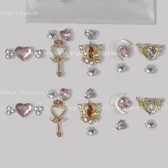 セーラームーン風　ネイルパーツセット　デコ　ステッキ　ハンドメイド