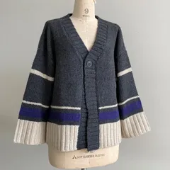 LAITERIE ラムウールポイントボーダーラインカーディガン LK21307