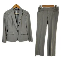 INDIVI(インディビ) レディースパンツスーツ レディース美品  - グレー×ライトグレー ストライプ/肩パッド