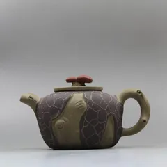 2色の霊芝を春に供紫砂壺 中国宜興 紫泥急須・茶壺・茶道具