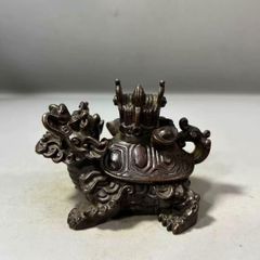 古銅製 龍亀香炉 神獣造形 風水置物 開運招財 インテリア飾り 縁起物
