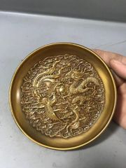 銅器 浮彫九龍戯珠銅盤 風水 置物 茶道具 装飾品 工芸品 - メルカリ