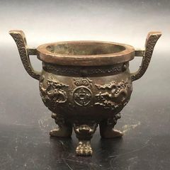 銅器、鯉魚蓮華双魚耳、日進斗金香炉、香炉、香道具、装飾品、工芸品、置物 銅器、鯉魚蓮華双魚耳、日進斗金香炉、香炉、香道具、装飾品、工芸品