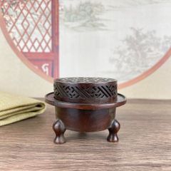 骨董品 香炉 六角形の風景画陶器蓋付き 茶道 工芸品 アンティーク 陶器