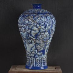 中国 染付 乾隆年製 龍紋大瓶 高さ約45.5cm 送料込み250723 - メルカリ