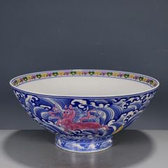 青花竜紋碗 景徳鎮 陶磁器 装飾品 現代工芸品 美術品 置物 - メルカリ