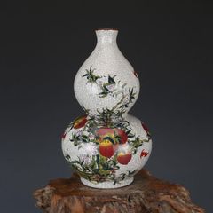 清乾隆粉彩福寿九桃天球瓶 景徳鎮 陶磁器 装飾品 現代工芸品 美術品