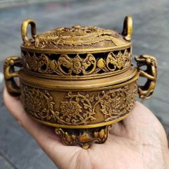 銅製 双竜鳳提梁炉 手炉 薫香炉 香具 茶道具 工芸品 置物 - メルカリ