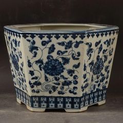藍釉菊菱紋水盤 [B29523] 藍釉菊菱紋水盤 [B29523] - メルカリ