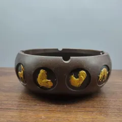 銅細工 五牛灰皿 置物 装飾品 工芸品 美術品 五彩鳥兎文輪花皿 | 景徳鎮窯 | 収蔵品詳細 | 作品を知る | 東京富士