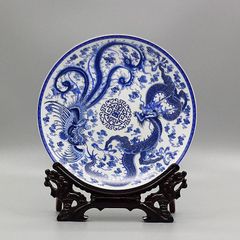 色鍋島 椿文様 高台皿 裏三方七宝結び文 櫛目文高台 12.2cm 明治大正