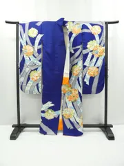 ◇KWF052 振袖 正絹 青色 古着 結婚式 卒業式 成人式 初詣