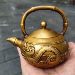 銅製 禅意茶壺 提梁壺 煎茶器 茶道具 工芸品 置物 茶器 提梁蓮華茶壺 煎茶具 銅製 銅器 工芸品 置物 - メルカリ