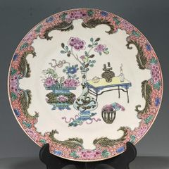 中国美術 景徳鎮製 粉彩百花不落地大盤 粉彩皿 時代 唐物 - メルカリ