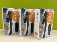 【新品未開封】アツギ 80デニール タイツ 5足組×3 新品未開封 光発熱 防寒 厚手 黒 M-L 静電気防止 毛玉防止　★「管理No.CA9749」
